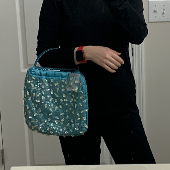 Blue Sequin Night Out Bag - Picture 12 of 15